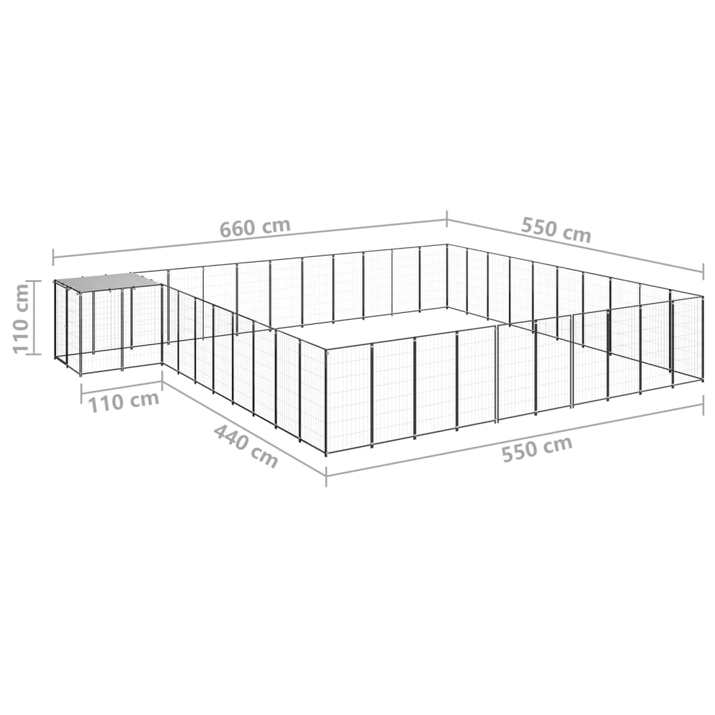 Padoc pentru câini, negru, 31,46 m², oțel - Lando