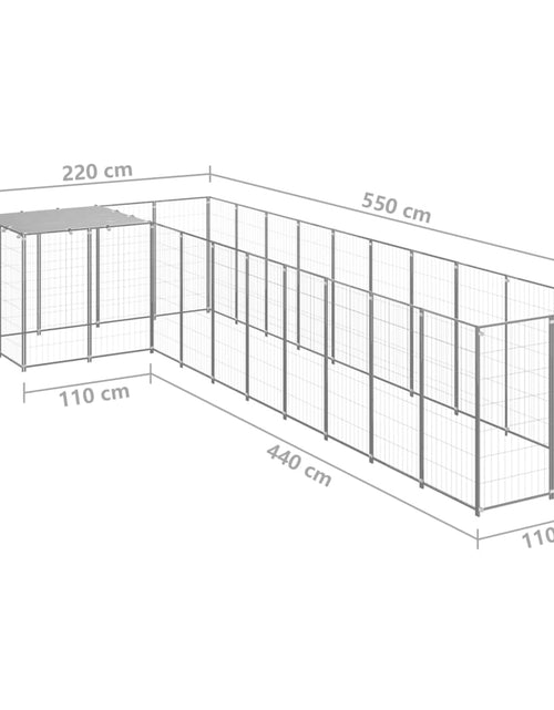 Загрузите изображение в средство просмотра галереи, Padoc pentru câini, argintiu, 7,26 m², oțel - Lando
