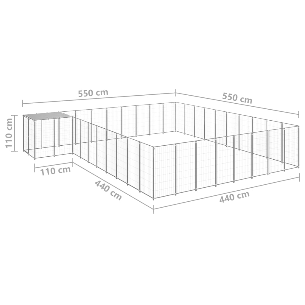 Padoc pentru câini, argintiu, 25,41 m², oțel - Lando