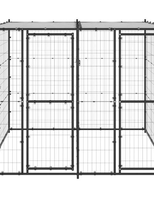 Загрузите изображение в средство просмотра галереи, Padoc pentru câini de exterior cu acoperiș, 4,84 m², oțel - Lando
