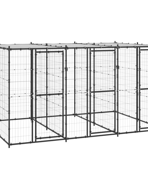 Încărcați imaginea în vizualizatorul Galerie, Padoc pentru câini de exterior cu acoperiș, 7,26 m², oțel - Lando
