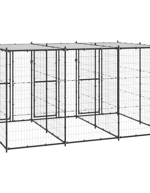 Загрузите изображение в средство просмотра галереи, Padoc pentru câini de exterior cu acoperiș, 7,26 m², oțel - Lando
