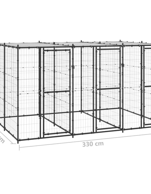 Загрузите изображение в средство просмотра галереи, Padoc pentru câini de exterior cu acoperiș, 7,26 m², oțel - Lando
