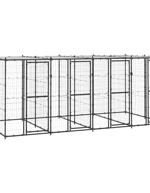 Загрузите изображение в средство просмотра галереи, Padoc pentru câini de exterior cu acoperiș, 9,68 m², oțel - Lando
