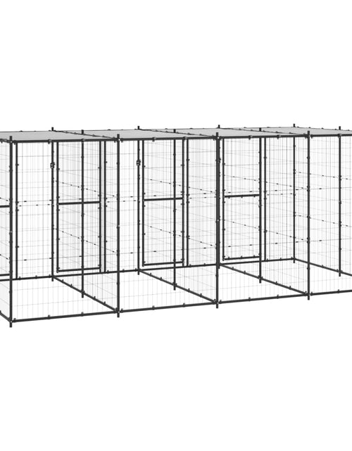 Загрузите изображение в средство просмотра галереи, Padoc pentru câini de exterior cu acoperiș, 9,68 m², oțel - Lando

