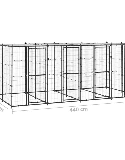 Încărcați imaginea în vizualizatorul Galerie, Padoc pentru câini de exterior cu acoperiș, 9,68 m², oțel - Lando
