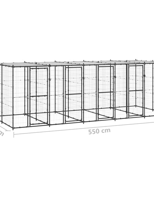 Загрузите изображение в средство просмотра галереи, Padoc pentru câini de exterior cu acoperiș, 12,1 m², oțel - Lando
