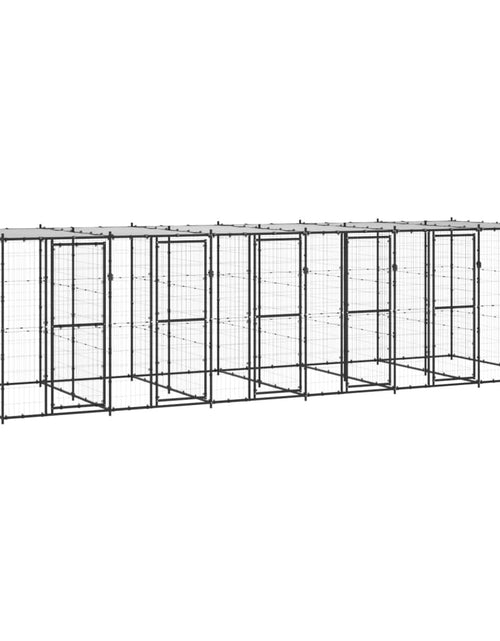 Загрузите изображение в средство просмотра галереи, Padoc pentru câini de exterior cu acoperiș, 14,52 m², oțel - Lando
