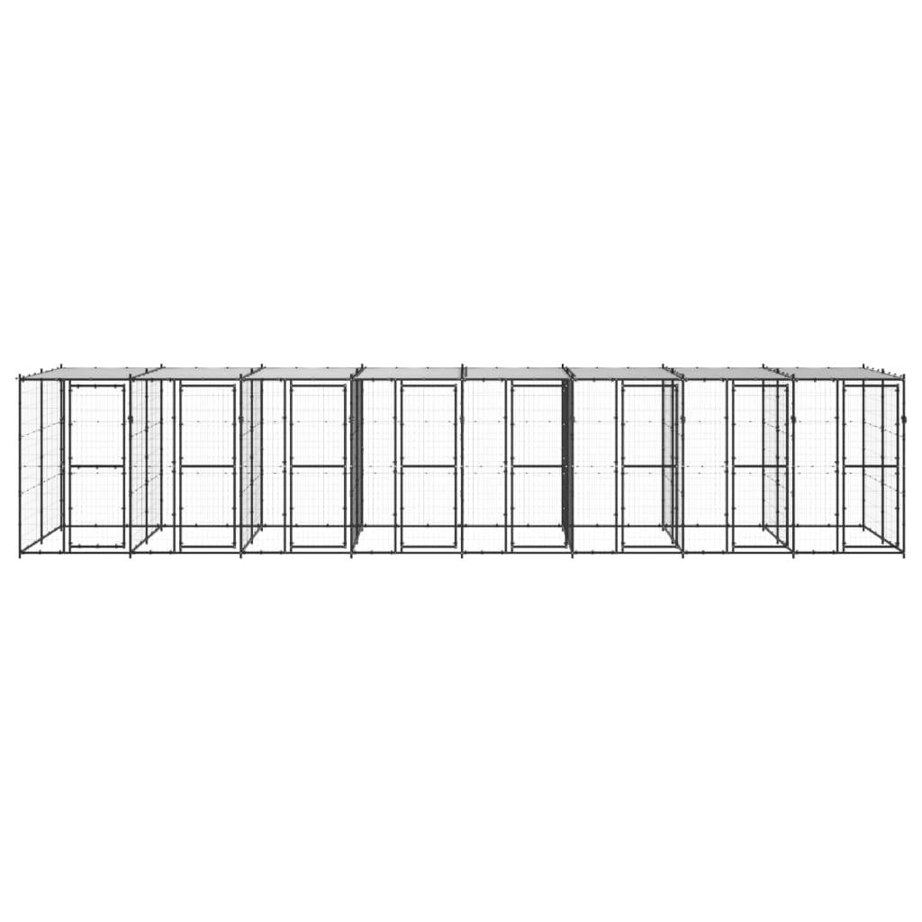 Padoc pentru câini de exterior cu acoperiș, 19,36 m², oțel - Lando