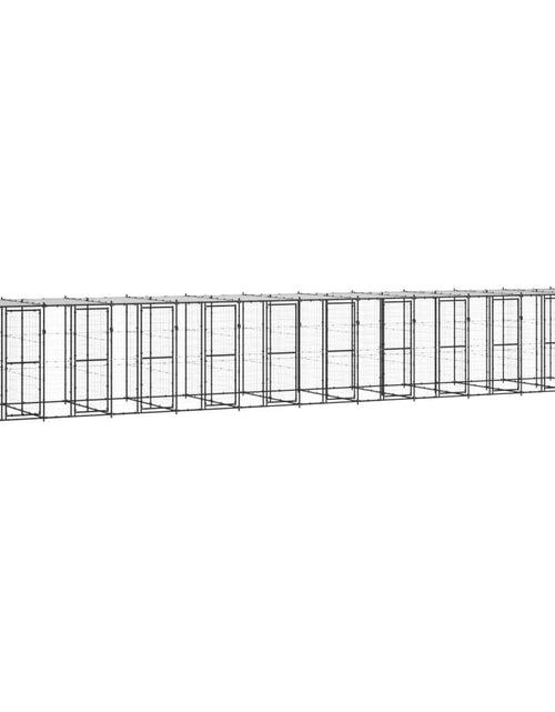 Загрузите изображение в средство просмотра галереи, Padoc pentru câini de exterior cu acoperiș, 26,62 m², oțel - Lando
