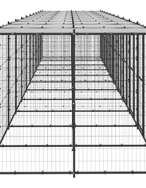 Încărcați imaginea în vizualizatorul Galerie, Padoc pentru câini de exterior cu acoperiș, 26,62 m², oțel - Lando
