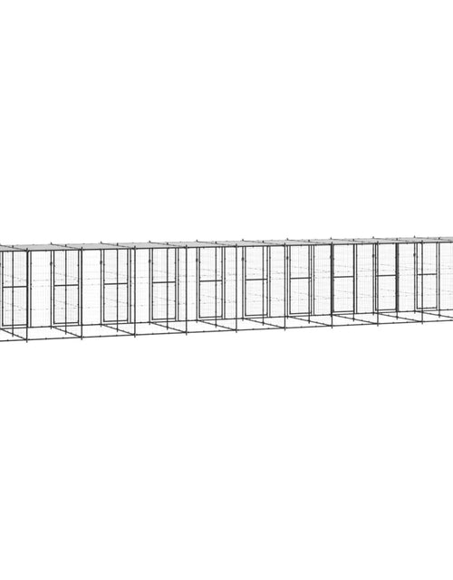 Загрузите изображение в средство просмотра галереи, Padoc pentru câini de exterior cu acoperiș, 26,62 m², oțel - Lando
