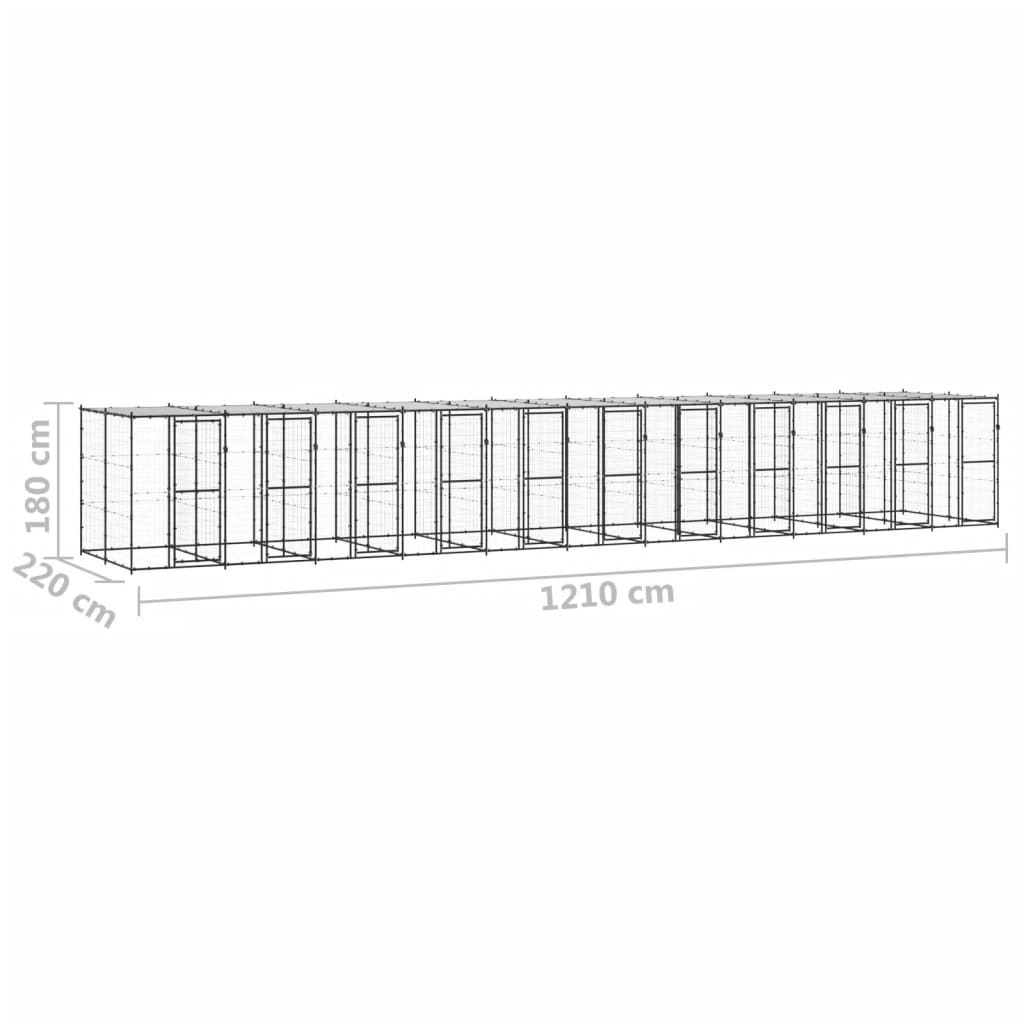 Padoc pentru câini de exterior cu acoperiș, 26,62 m², oțel - Lando