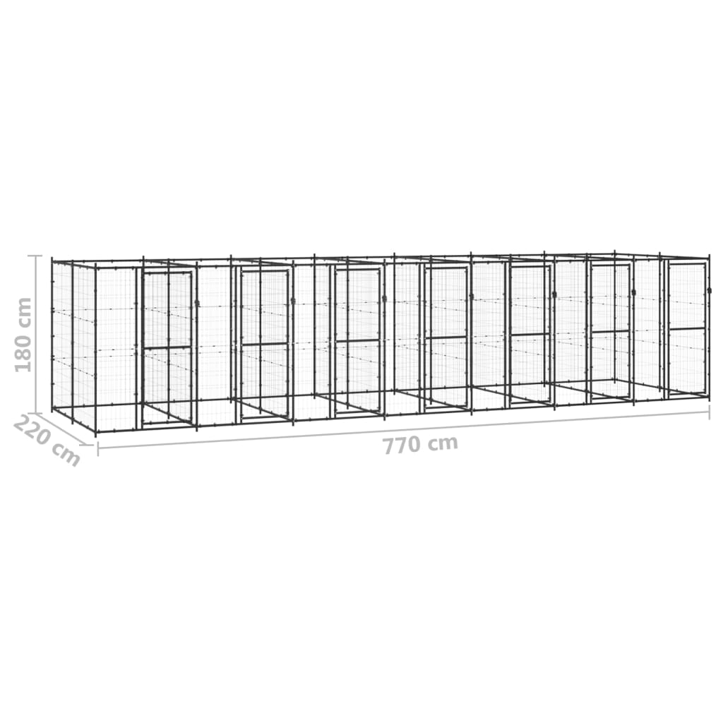 Padoc pentru câini de exterior, 16,94 m², oțel - Lando