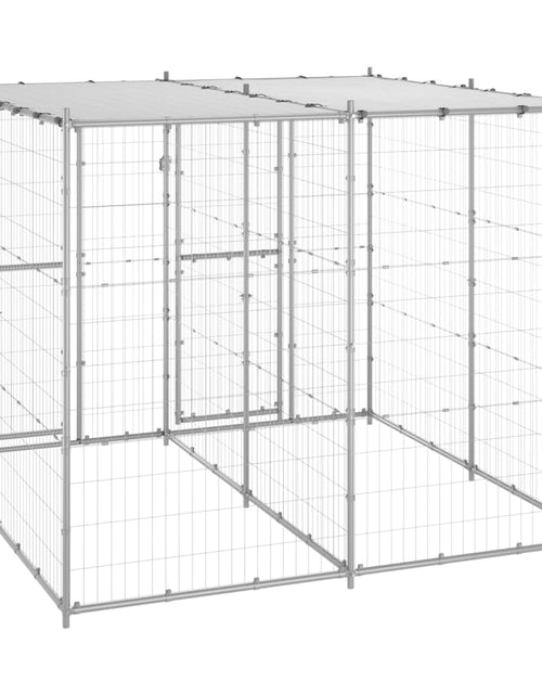 Încărcați imaginea în vizualizatorul Galerie, Padoc câini de exterior cu acoperiș, 4,84 m², oțel galvanizat - Lando
