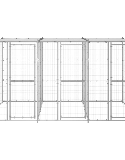 Încărcați imaginea în vizualizatorul Galerie, Padoc câini de exterior cu acoperiș, 7,26 m², oțel galvanizat - Lando
