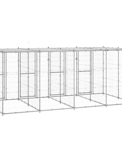 Загрузите изображение в средство просмотра галереи, Padoc câini de exterior cu acoperiș, 9,68 m², oțel galvanizat - Lando
