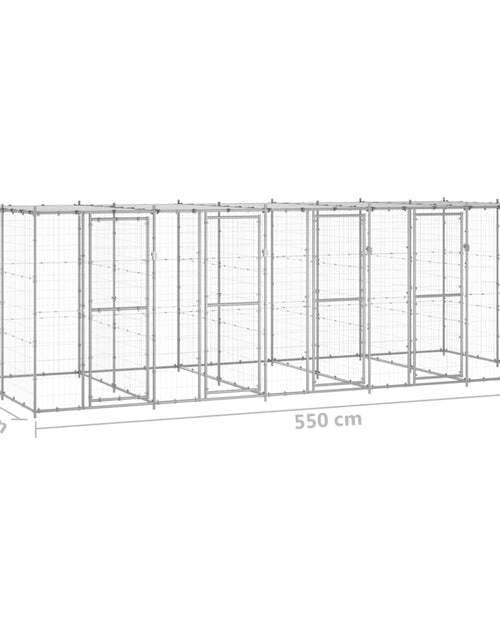 Încărcați imaginea în vizualizatorul Galerie, Padoc câini de exterior cu acoperiș, 12,1 m², oțel galvanizat - Lando
