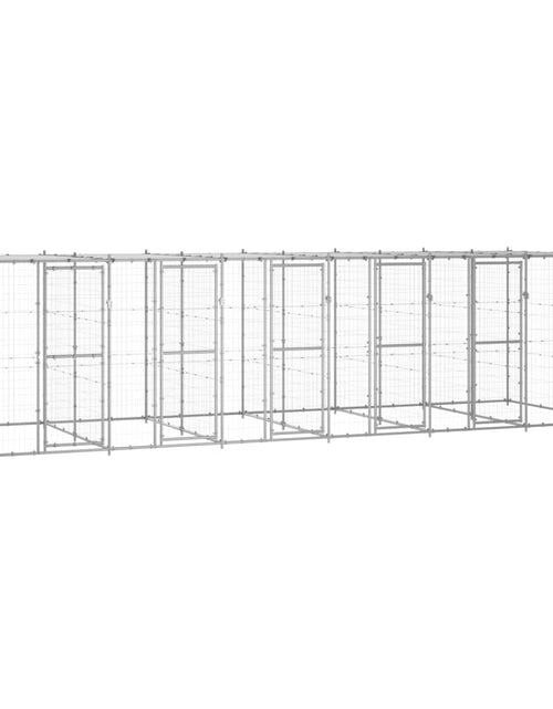 Загрузите изображение в средство просмотра галереи, Padoc câini de exterior cu acoperiș, 14,52 m², oțel galvanizat - Lando
