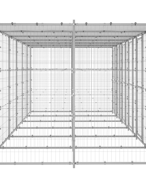 Încărcați imaginea în vizualizatorul Galerie, Padoc câini de exterior cu acoperiș, 14,52 m², oțel galvanizat - Lando
