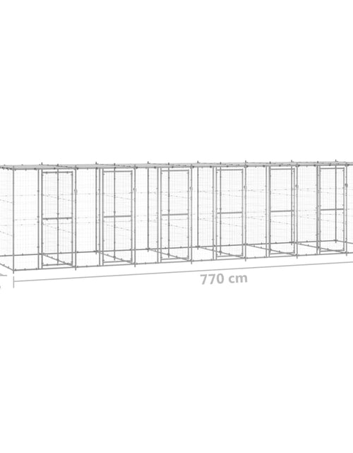 Загрузите изображение в средство просмотра галереи, Padoc câini de exterior cu acoperiș, 16,94 m², oțel galvanizat - Lando
