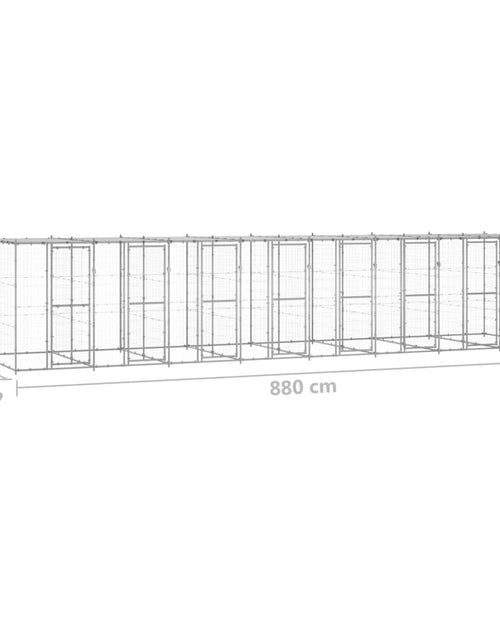 Încărcați imaginea în vizualizatorul Galerie, Padoc câini de exterior cu acoperiș, 19,36 m², oțel galvanizat - Lando
