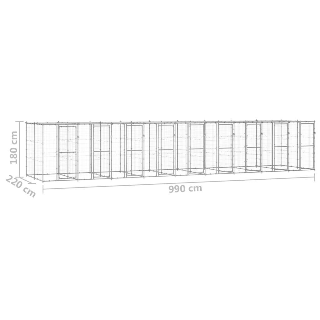 Padoc câini de exterior cu acoperiș, 21,78 m², oțel galvanizat - Lando