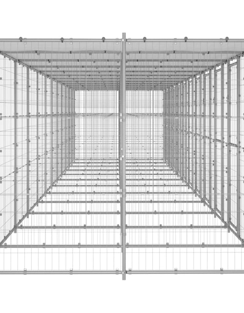Încărcați imaginea în vizualizatorul Galerie, Padoc câini de exterior cu acoperiș, 29,04 m², oțel galvanizat - Lando
