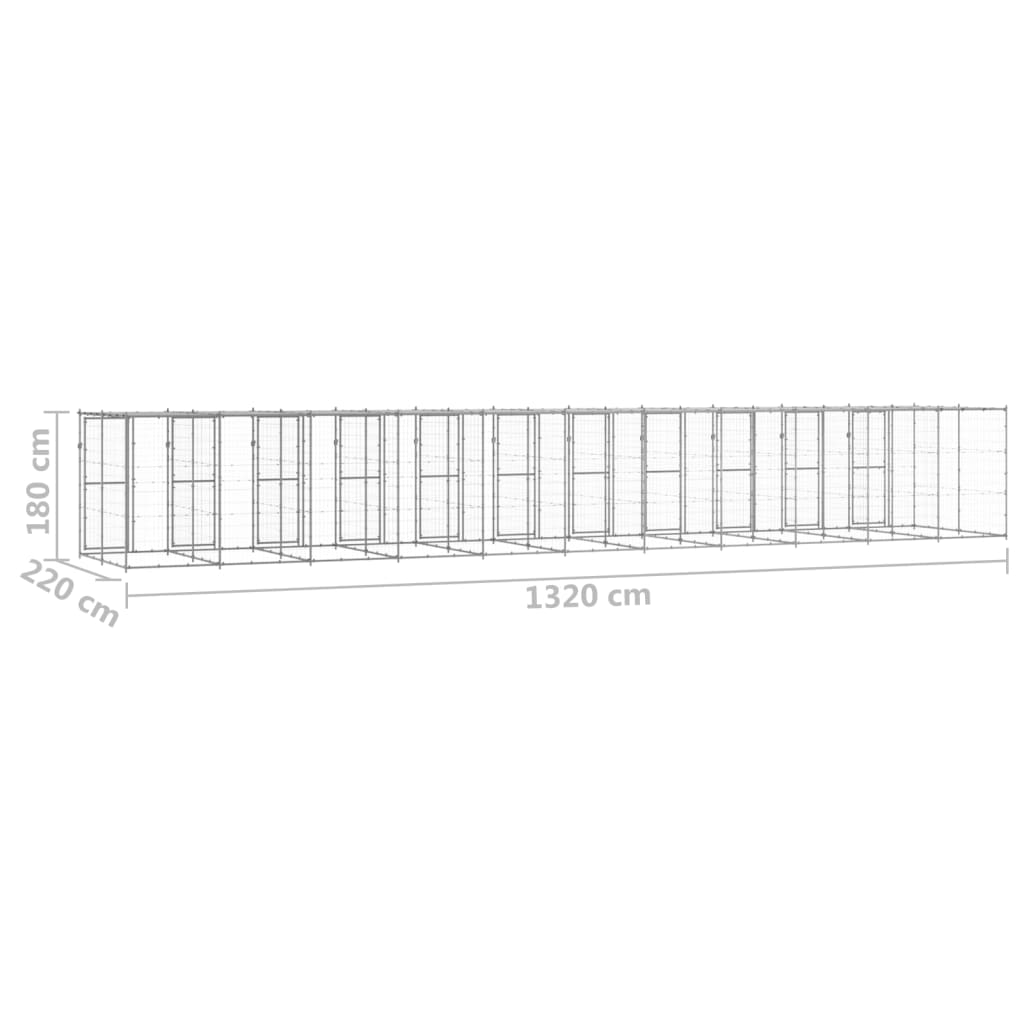 Padoc câini de exterior cu acoperiș, 29,04 m², oțel galvanizat - Lando