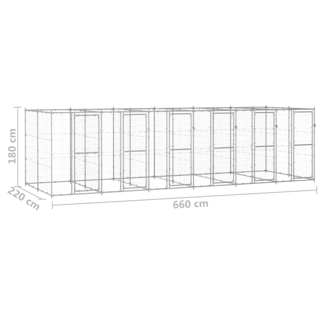 Padoc pentru câini de exterior, 14,52 m², oțel galvanizat - Lando