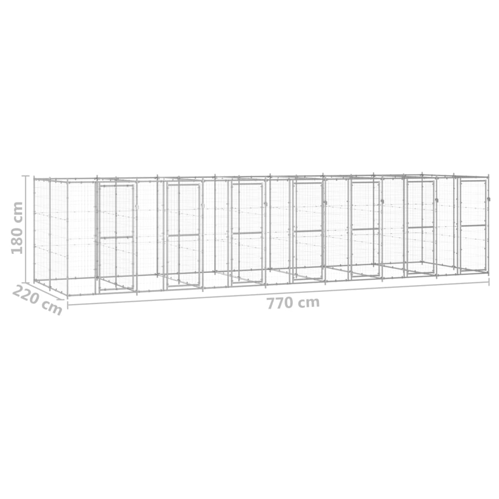 Padoc pentru câini de exterior, 16,94 m², oțel galvanizat - Lando