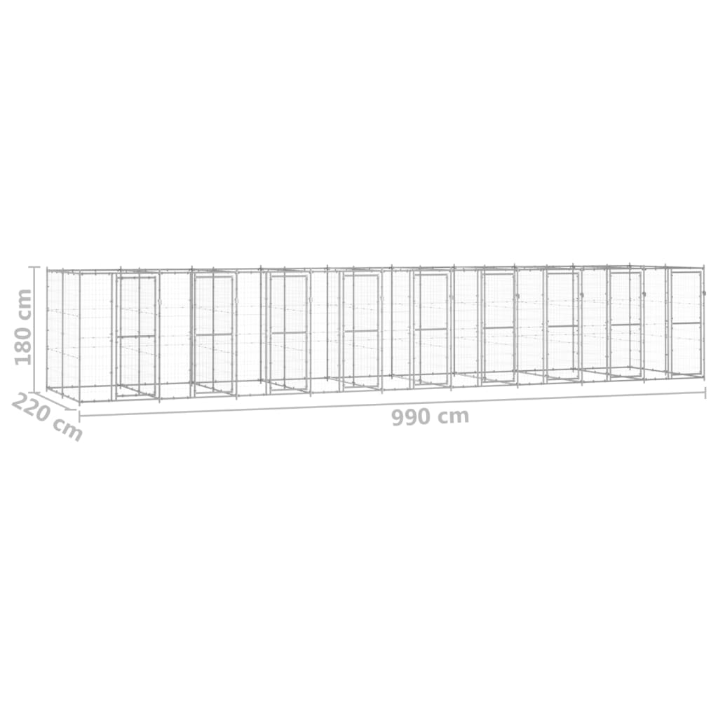 Padoc pentru câini de exterior, 21,78 m², oțel galvanizat - Lando