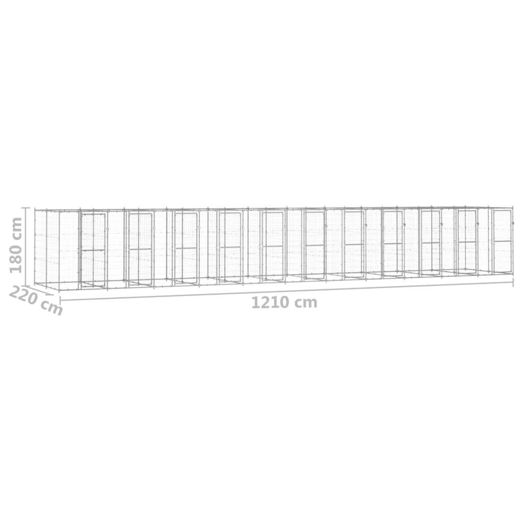 Padoc pentru câini de exterior, 26,62 m², oțel galvanizat - Lando