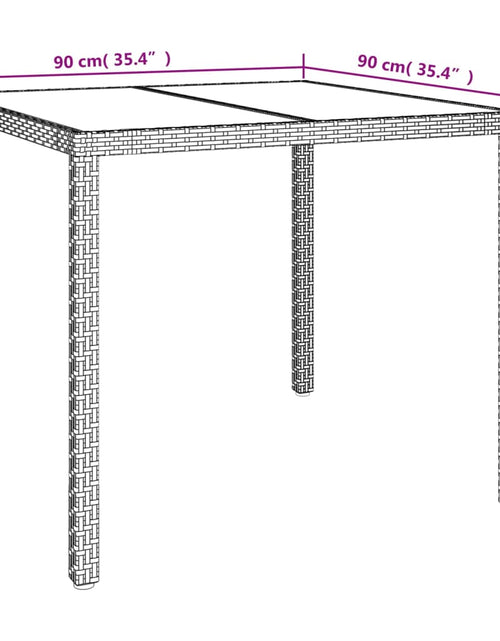 Încărcați imaginea în vizualizatorul Galerie, Masă de grădină maro 90x90x75 cm sticlă securizată și poliratan - Lando
