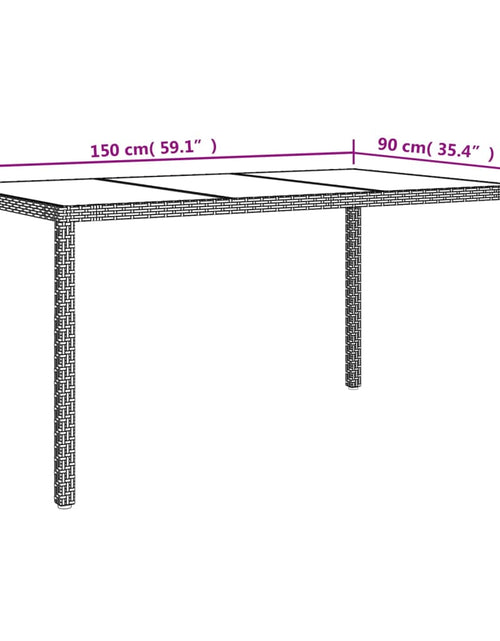 Încărcați imaginea în vizualizatorul Galerie, Masă de grădină, gri, 150x90x75 cm, sticlă securizată/poliratan - Lando
