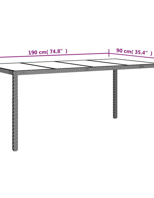 Încărcați imaginea în vizualizatorul Galerie, Masă de grădină,gri,190x90x75cm sticlă securizată și poliratan - Lando
