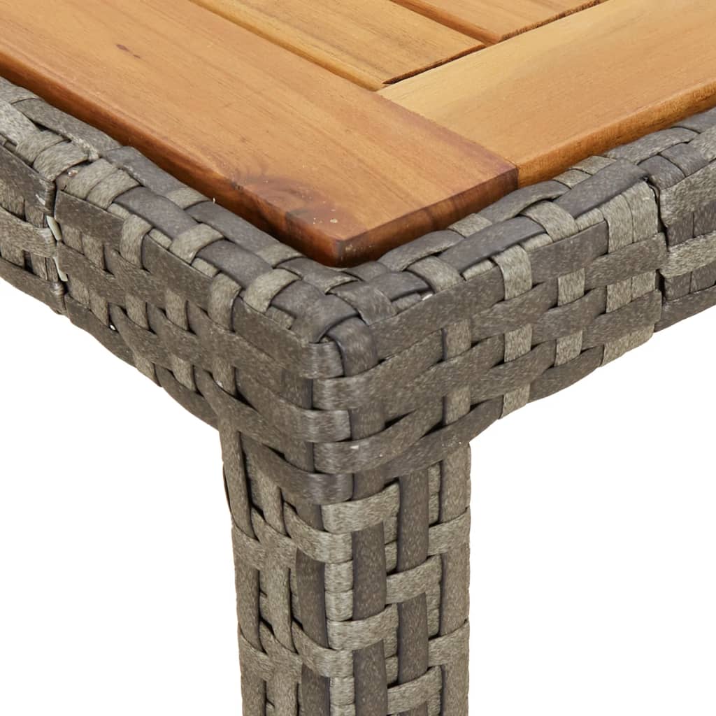 Masă de grădină, gri, 90x90x75 cm, poliratan/lemn de acacia - Lando