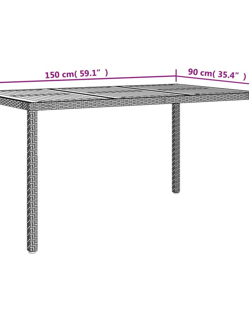 Încărcați imaginea în vizualizatorul Galerie, Masă grădină, gri, 150x90x75 cm, poliratan și lemn de acacia - Lando
