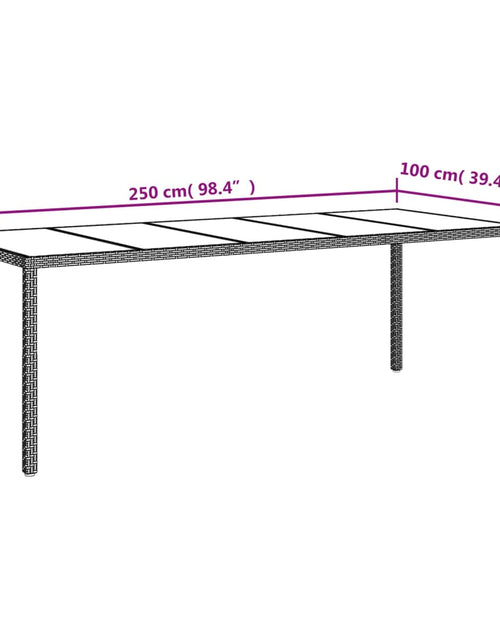 Încărcați imaginea în vizualizatorul Galerie, Masă grădină, negru, 250x100x75 cm, sticlă securizată/poliratan - Lando

