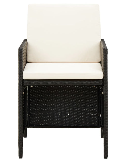 Încărcați imaginea în vizualizatorul Galerie, Set scaune de grădină și taburet, 4 piese, negru, poliratan - Lando
