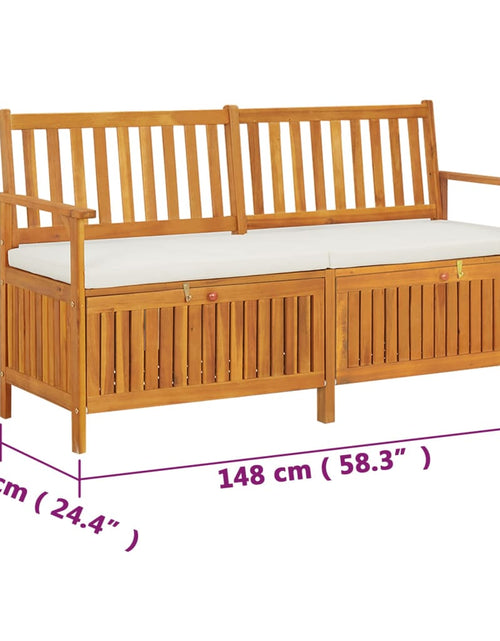 Încărcați imaginea în vizualizatorul Galerie, Bancă de depozitare cu pernă, 148 cm, lemn masiv de acacia - Lando
