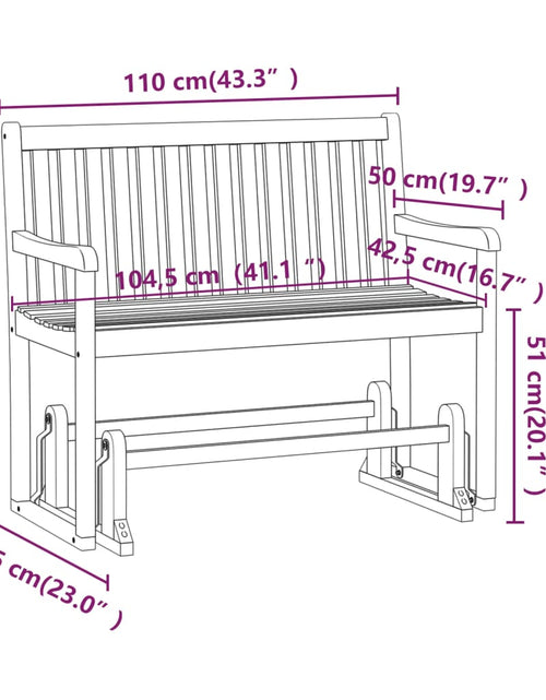 Încărcați imaginea în vizualizatorul Galerie, Bancă balansoar de grădină, 110 cm, lemn masiv acacia - Lando
