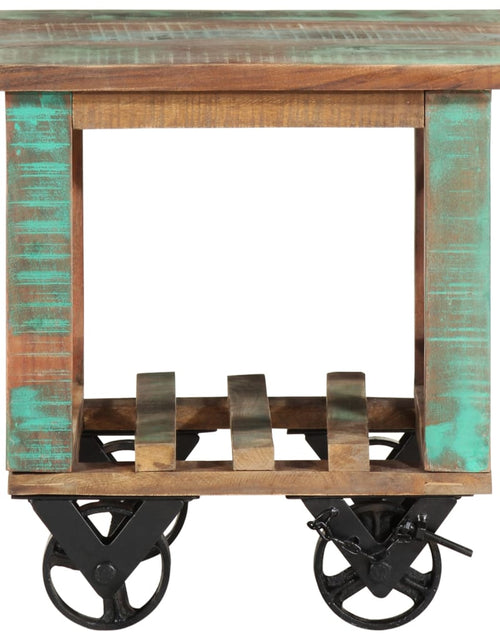 Загрузите изображение в средство просмотра галереи, Masă laterală cu roți, 40x40x42 cm, lemn masiv reciclat Lando - Lando
