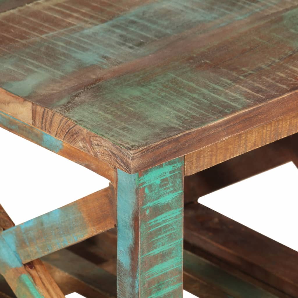 Masă laterală cu roți, 40x40x42 cm, lemn masiv reciclat Lando - Lando