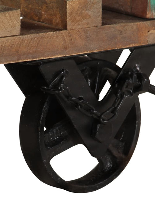 Загрузите изображение в средство просмотра галереи, Masă laterală cu roți, 40x40x42 cm, lemn masiv reciclat Lando - Lando
