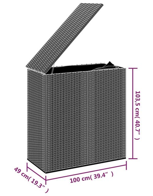 Încărcați imaginea în vizualizatorul Galerie, Ladă de perne pentru grădină, negru, 100x49x103,5 cm, ratan PE - Lando
