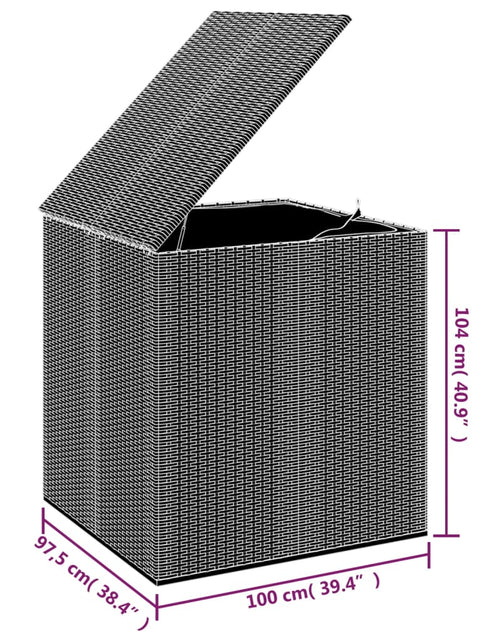 Încărcați imaginea în vizualizatorul Galerie, Ladă grădină pentru perne, negru, 100x97,5x104 cm, ratan PE - Lando
