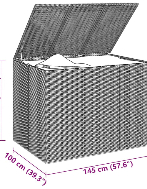 Încărcați imaginea în vizualizatorul Galerie, Ladă de perne pentru grădină, negru, 145x100x103 cm, PE ratan - Lando
