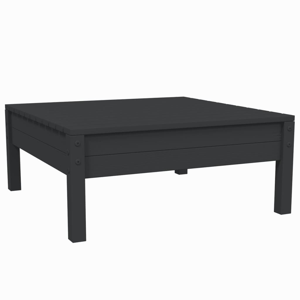 Set mobilier grădină cu perne, 3 piese, negru, lemn masiv pin - Lando