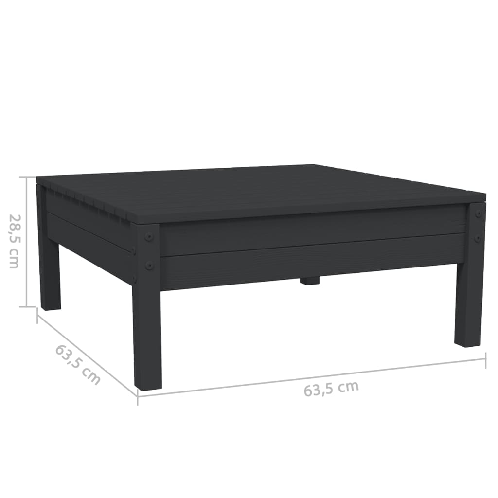 Set mobilier grădină cu perne, 3 piese, negru, lemn masiv pin - Lando